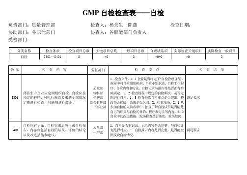 GMP自检检查表(自检)