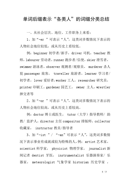 单词后缀表示“各类人”的词缀分类总结