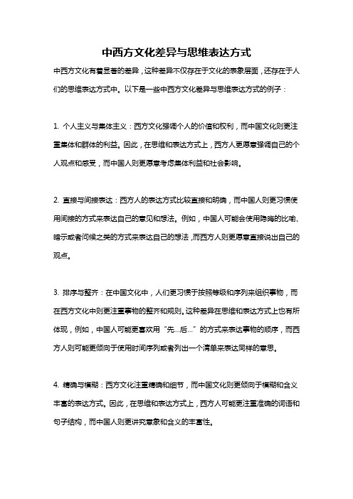 中西方文化差异与思维表达方式