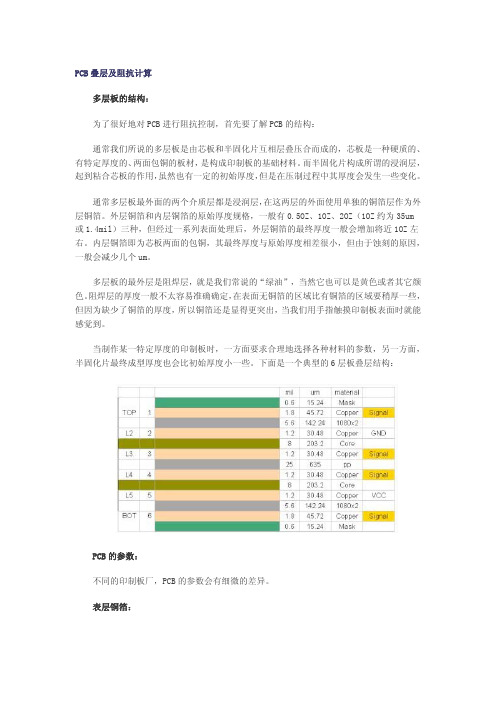 PCB叠层及阻抗计算