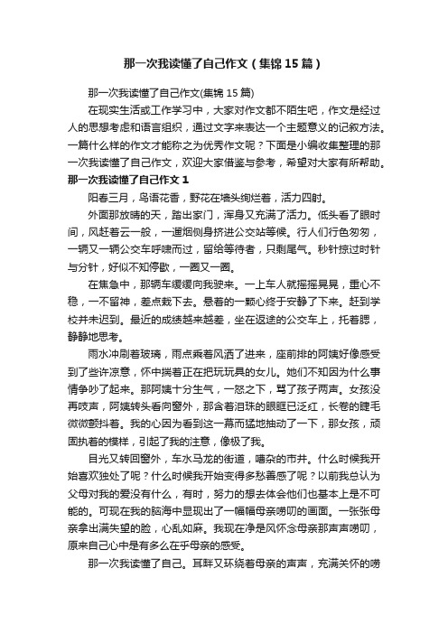 那一次我读懂了自己作文（集锦15篇）