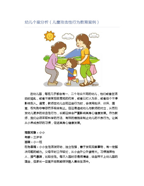 幼儿个案分析(儿童攻击性行为教育案例)