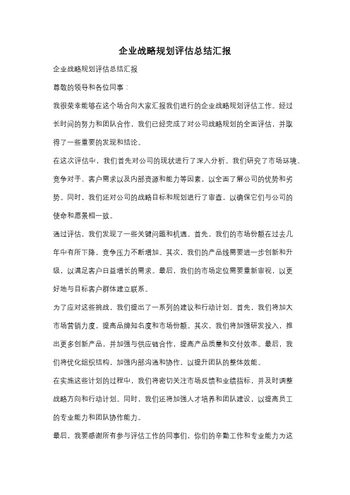 企业战略规划评估总结汇报