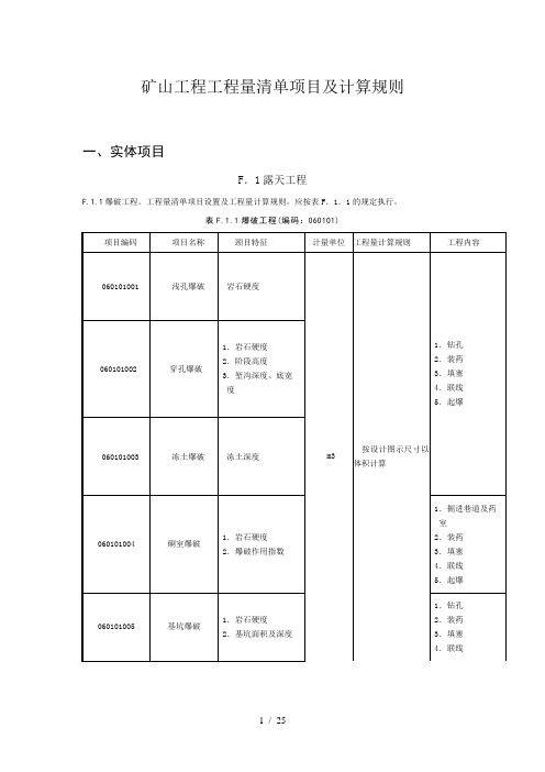 矿山工程工程量清单项目及计算规则(online4u)