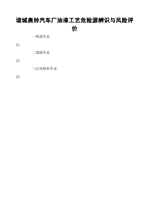 油漆工艺危险源辨识与风险评价信息表