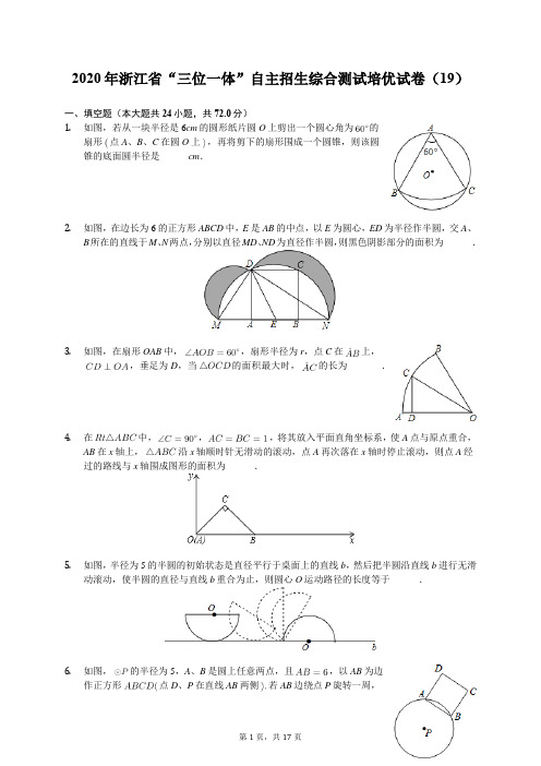 2020年浙江省“三位一体”自主招生综合测试培优试卷(19)(有答案解析)