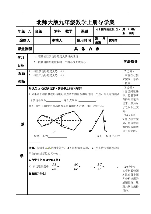 北师大版九年级数学上册导学案图形的位似 (1)