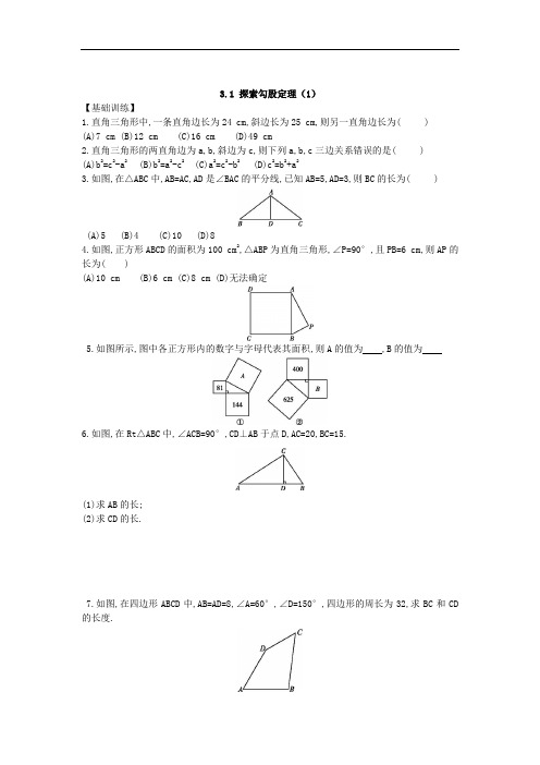 鲁教版勾股定理专题练