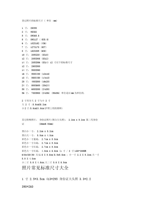 登记照片的标准尺寸