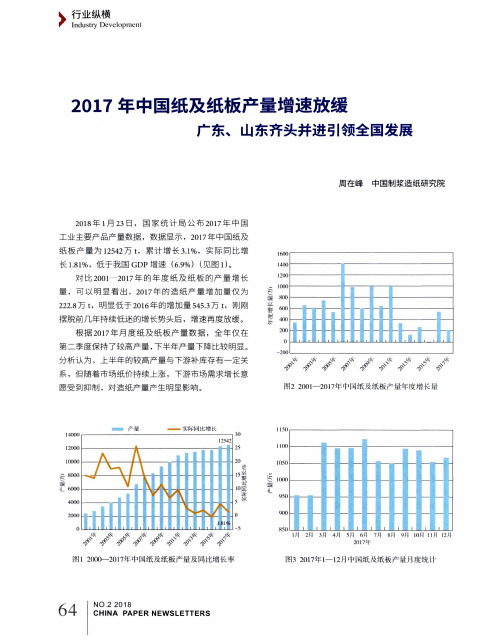 2017年中国纸及纸板产量增速放缓广东、山东齐头并进引领全国发展