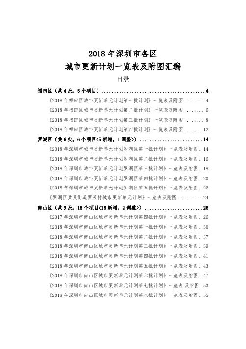 第三十期：2018年深圳市各区城市更新计划一览表及附图汇编