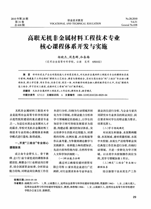 高职无机非金属材料工程技术专业核心课程体系开发与实施