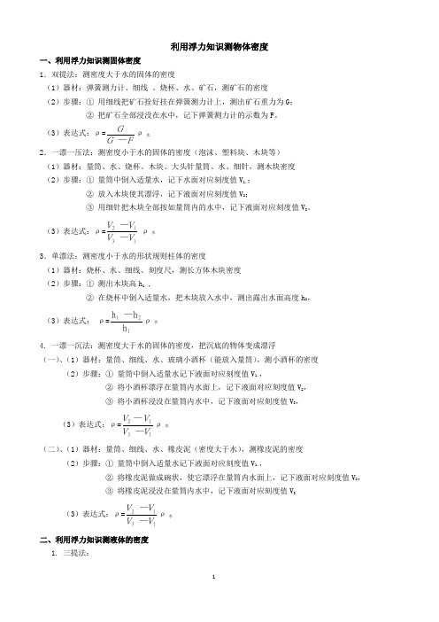 利用浮力知识测物体密度