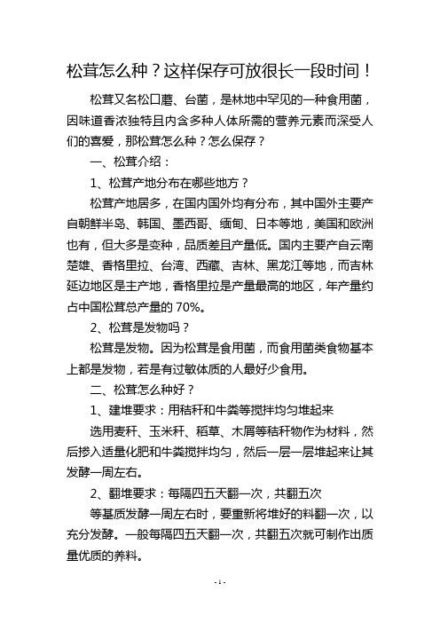 松茸怎么种？这样保存可放很长一段时间!