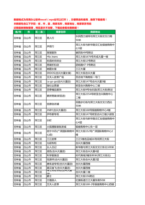 2020新版吉林省白山市浑江区服装工商企业公司商家名录名单黄页联系电话号码地址大全182家