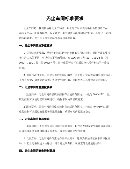 无尘车间标准要求