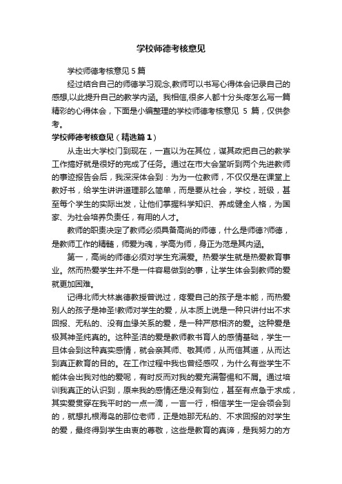 学校师德考核意见5篇