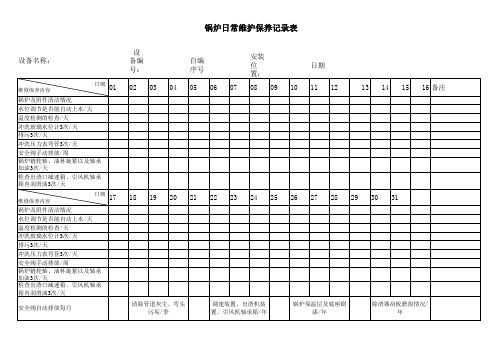 锅炉日常维护保养记录表