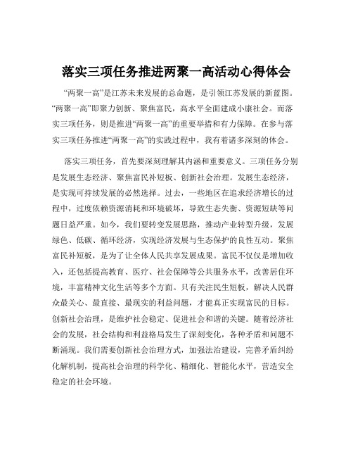 落实三项任务推进两聚一高活动心得体会