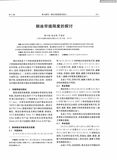 钢丝帘线刚度的探讨