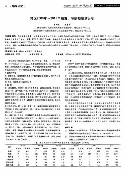 某区2009年～2013年梅毒、淋病疫情的分析