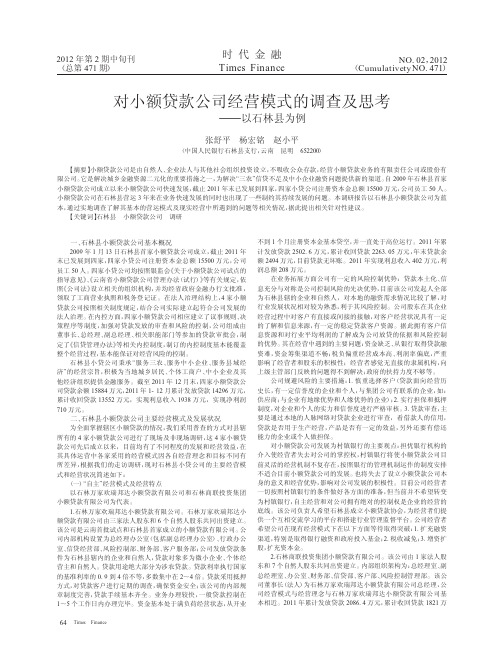 对小额贷款公司经营模式的调查及思考以石林县为例