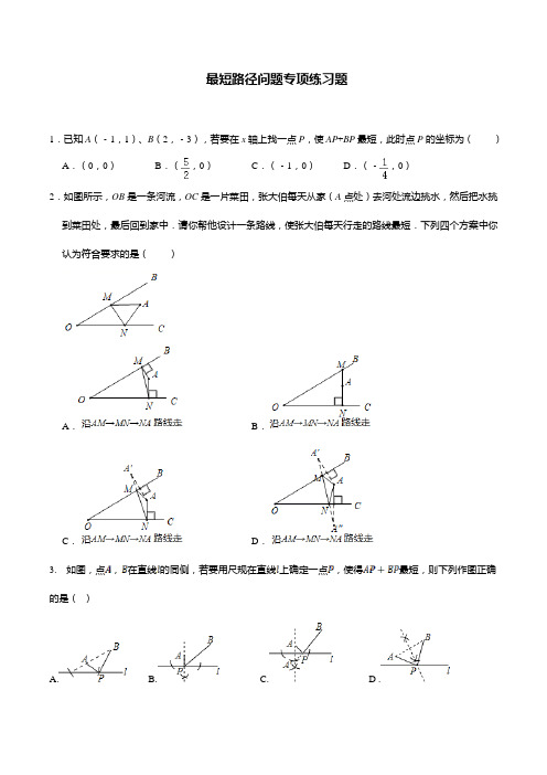 最短路径问题专项练习题(含解析)