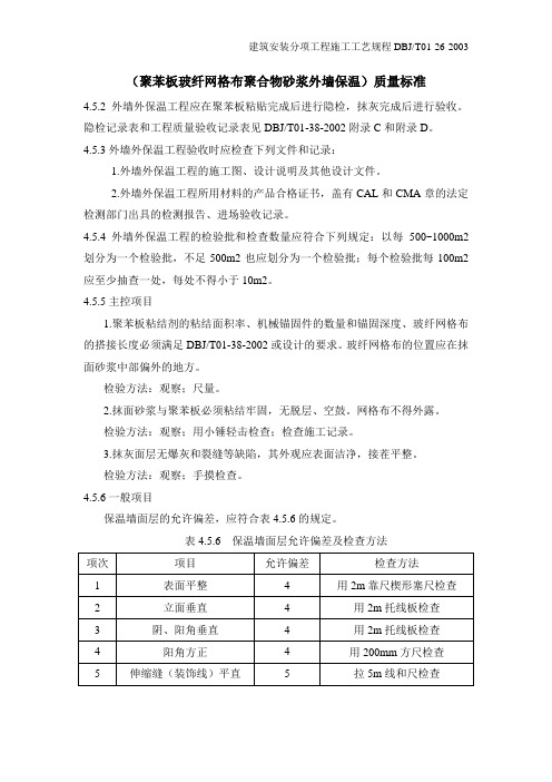 (聚苯板玻纤网格布聚合物砂浆外墙保温)质量标准