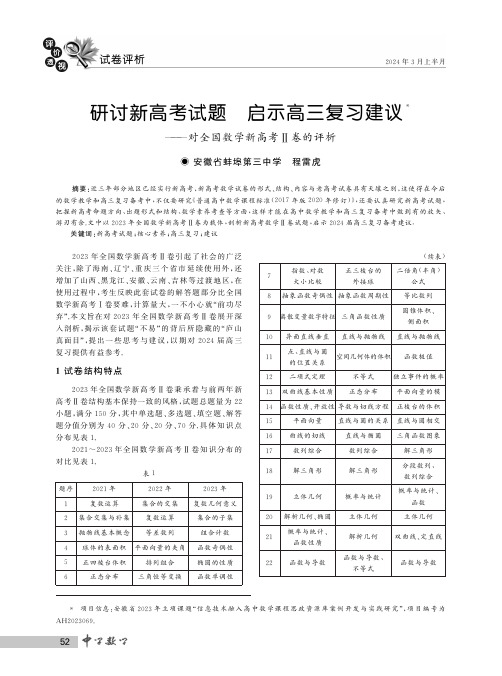 研讨新高考试题　启示高三复习建议——对全国数学新高考Ⅱ卷的评析