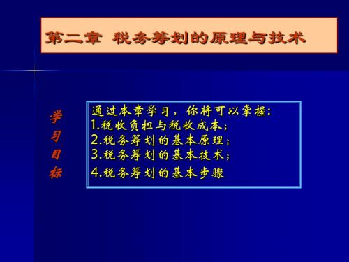 第2章  税务筹划的原理与技术