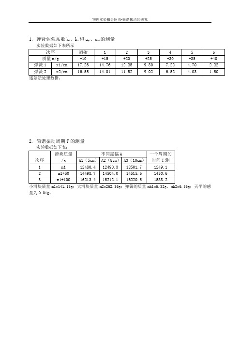 实验报告-大学物理-简谐振动的研究