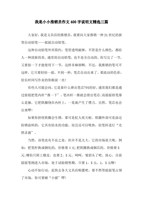 我是小小推销员作文400字说明文三篇精选