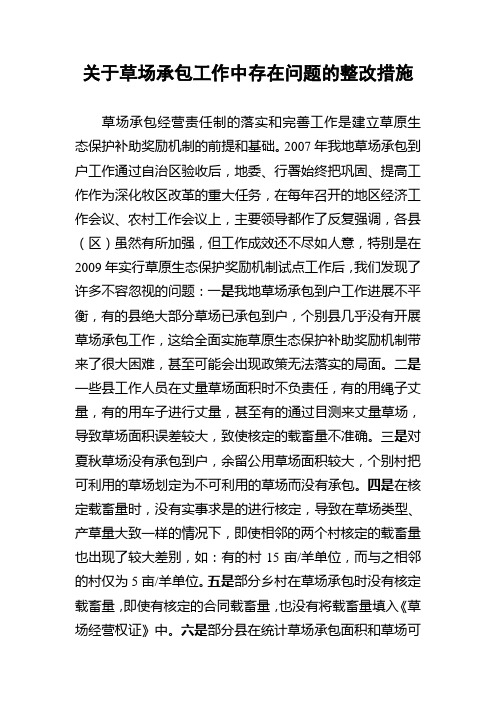 关于草场承包工作中存在问题的整改意见