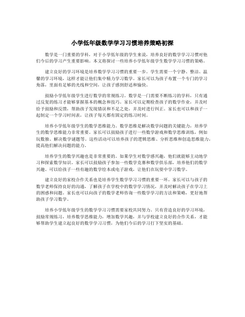 小学低年级数学学习习惯培养策略初探