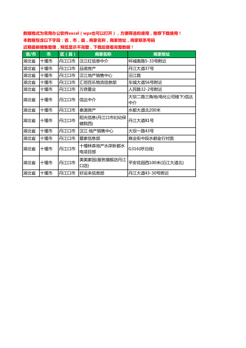 2020新版湖北省十堰市丹江口市房屋中介工商企业公司商家名录名单联系电话号码地址大全13家