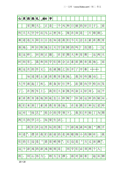 初二作文：心灵的洗礼_800字