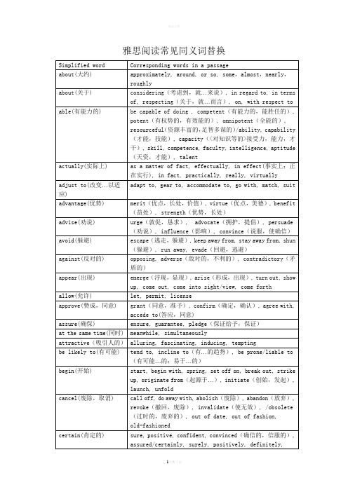 雅思阅读常见同义词替换