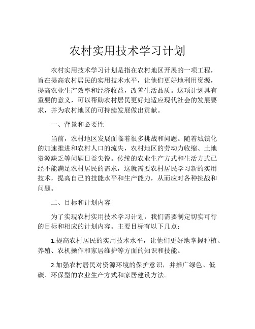 农村实用技术学习计划