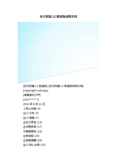 东方财富L2极速版说明文档