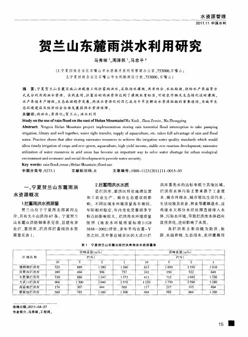 贺兰山东麓雨洪水利用研究