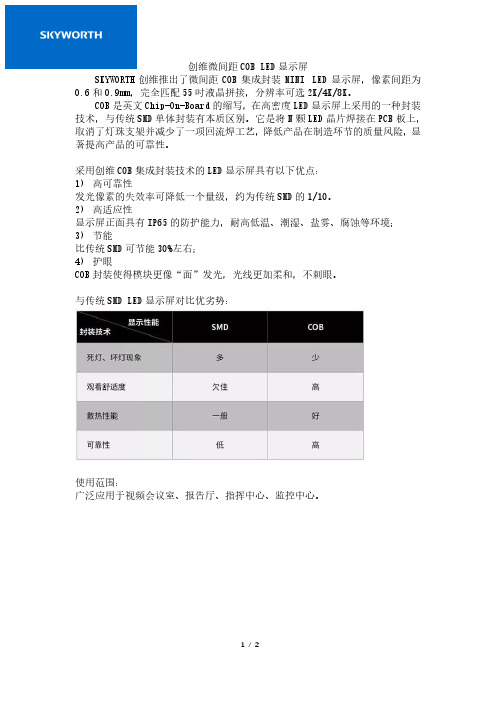 SKYWORTH创维COB LED 显示屏微间距