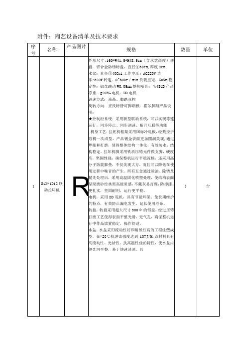 陶艺设备清单及技术要求