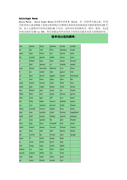sightwords英语常用的220个词.docx