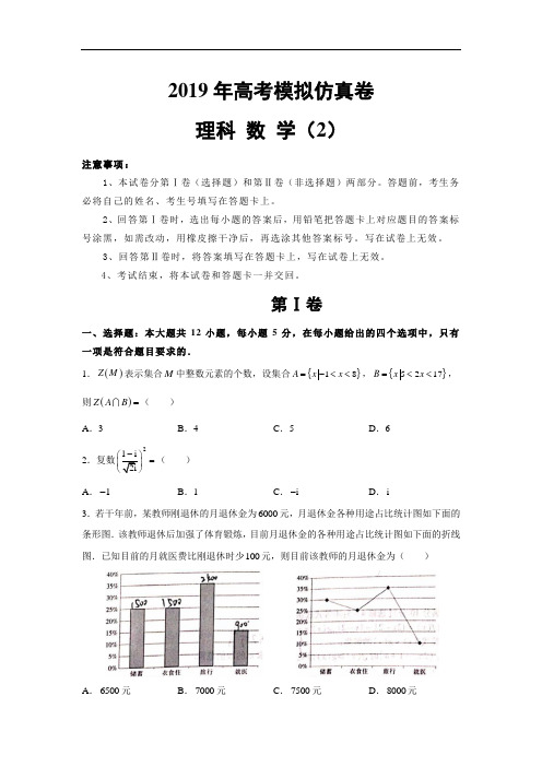 2019年高考理科数学模拟仿真卷2含答案