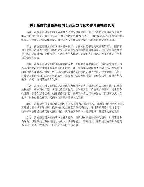 关于新时代高校基层团支部活力与魅力提升路径的思考