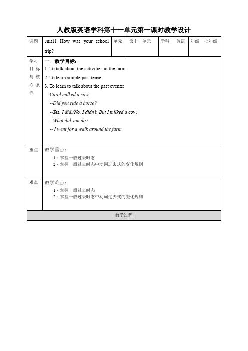 初中英语七年级下册 Unit11How was your school trip