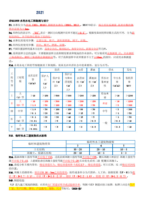 2021 年一建《水利水电实务》必备核心考点总结