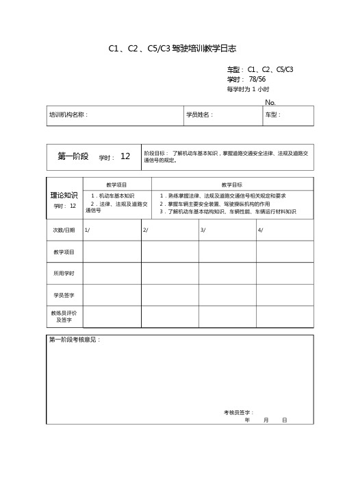 驾驶培训教学日志