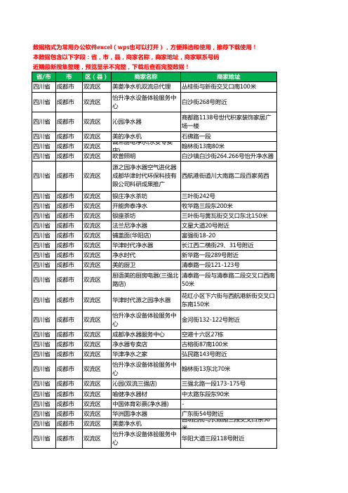 2020新版四川省成都市双流区净水器工商企业公司商家名录名单黄页联系电话号码地址大全44家