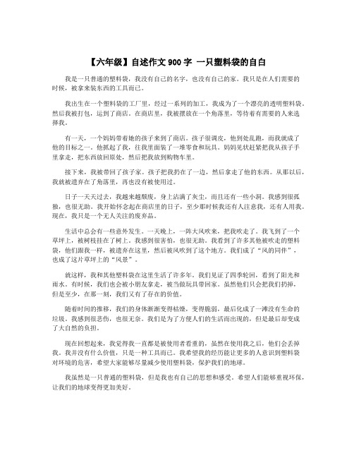 【六年级】自述作文900字 一只塑料袋的自白